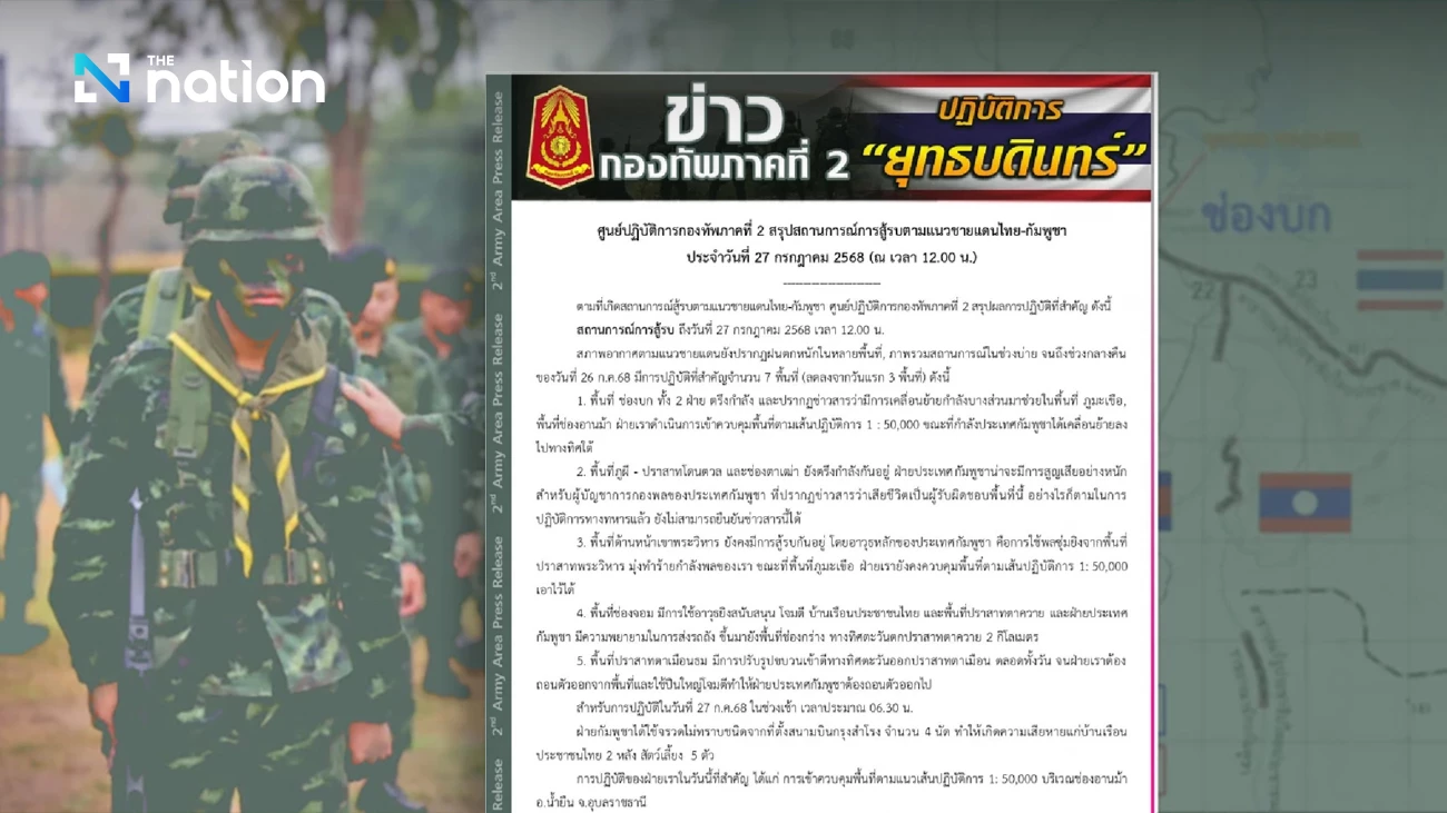 Bentrokan Meletus di Tujuh Titik Perbatasan Thailand-Kamboja pada hari Minggu